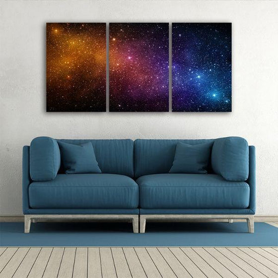 Starry Night Sky 3 Panels Canvas Wall Art Print