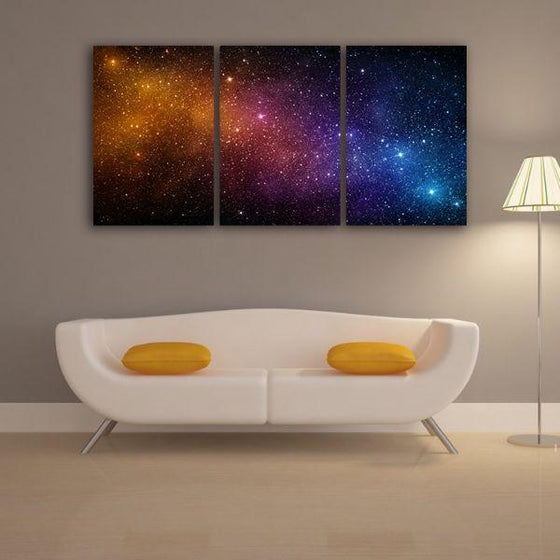 Starry Night Sky 3 Panels Canvas Wall Art Set