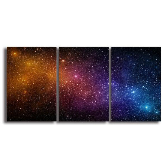 Starry Night Sky 3 Panels Canvas Wall Art