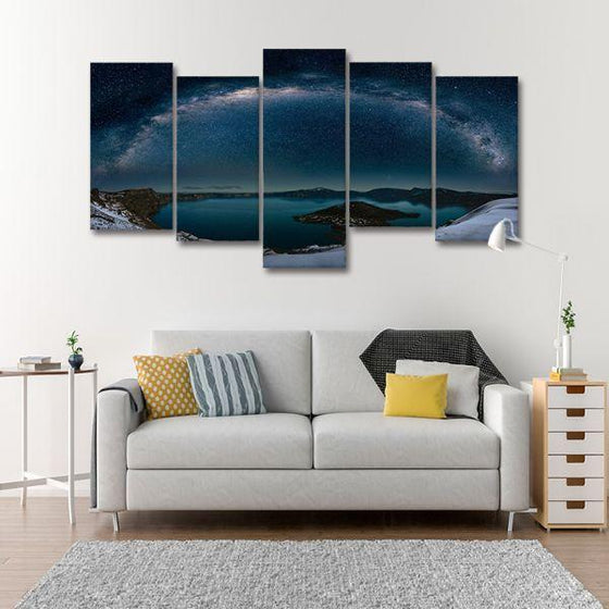 Starry Sky At Night View 5-Panel Canvas Wall Art Decor