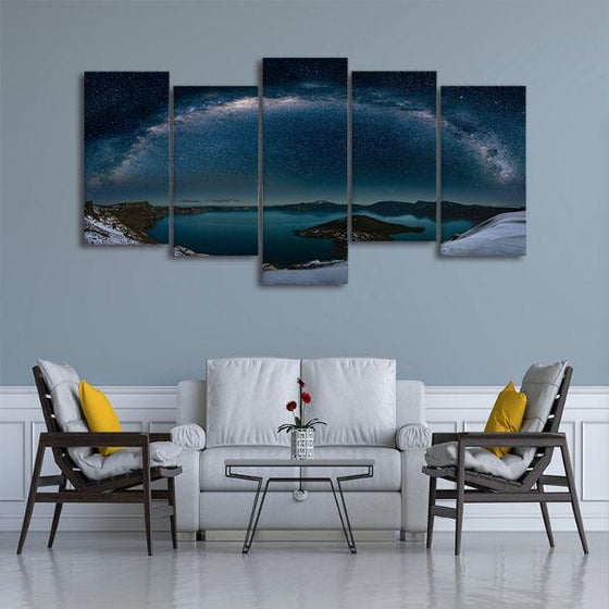 Starry Sky At Night View 5-Panel Canvas Wall Art Set