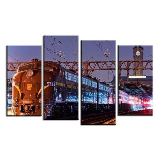 Steam Train At The Station Canvas Wall Art