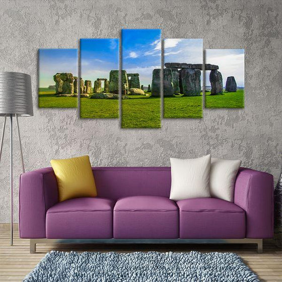 Stonehenge & Blue Sky 5 Panels Canvas Wall Art Living Room