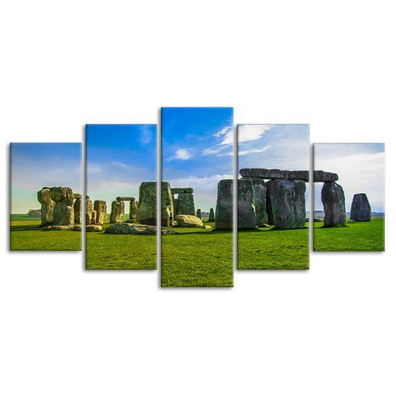 Stonehenge & Blue Sky 5 Panels Canvas Wall Art