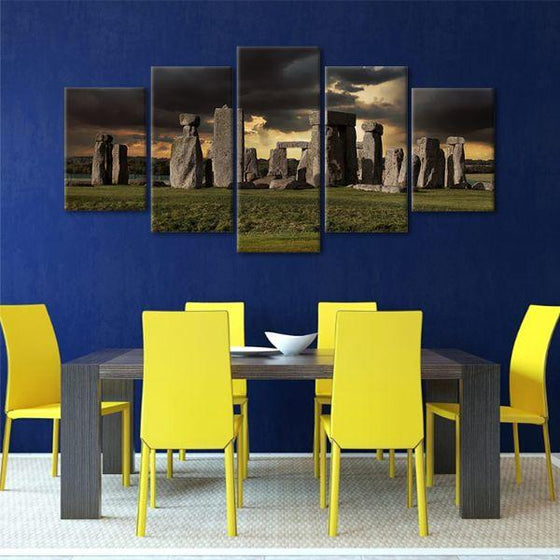 Stonehenge & Dark Clouds 5 Panels Canvas Wall Art Dining Room