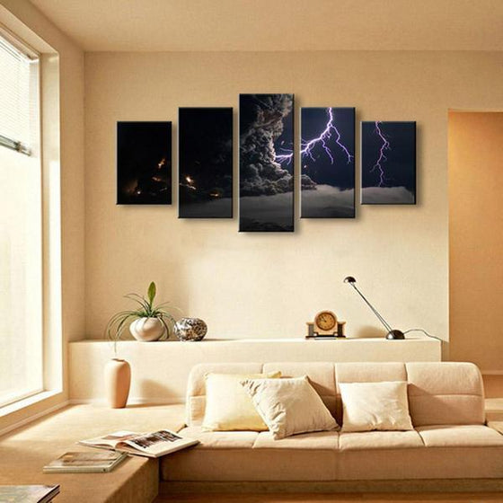 Stormy Lightning Wall Art Living Room