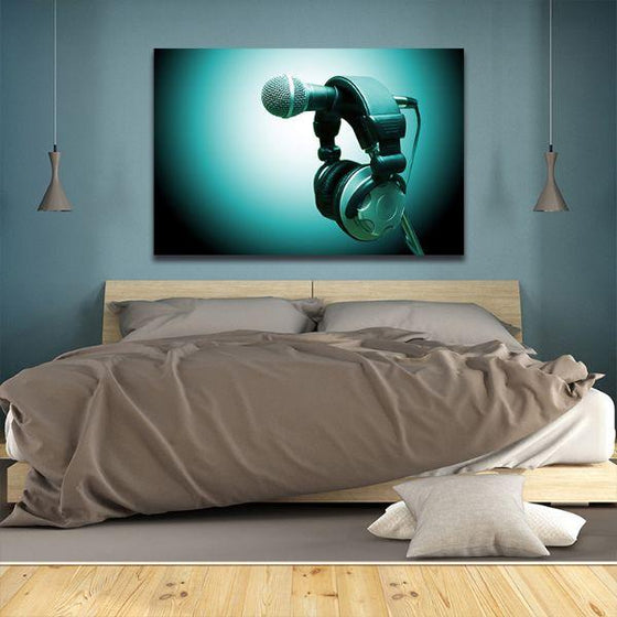 Studio Mic & Headphone Canvas Wall Art Bedroom