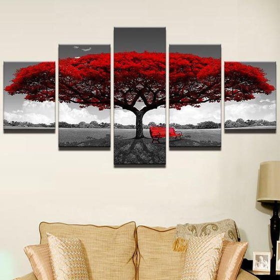 Stunning Red Tree Canvas Wall Art Decor