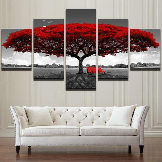 Stunning Red Tree Canvas Wall Art Print