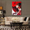 Stylish Woman With Red Hat Wall Art Living Room