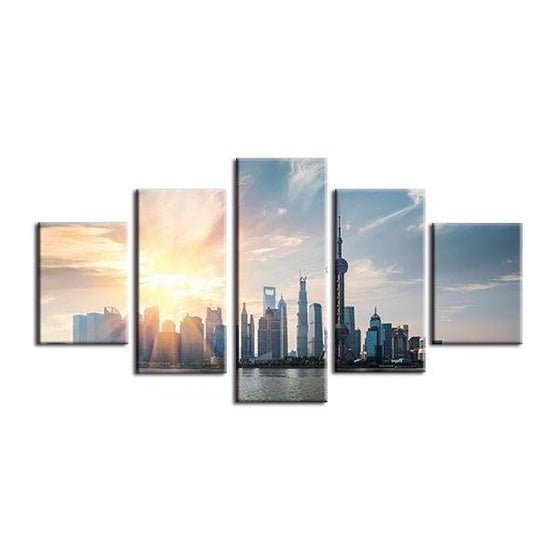 Sunlight And Skyscrapers Canvas Wall Art