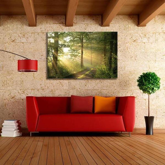 Sunlight Through The Forest Wall Art Canvas