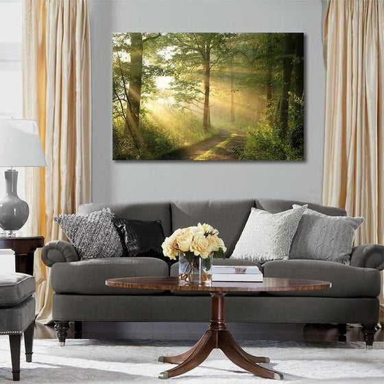 Sunlight Through The Forest Wall Art Living Room