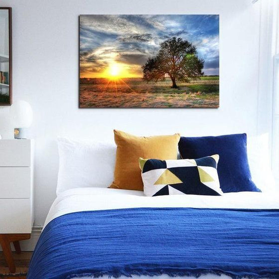 Sunrise And A Solitary Tree Wall Art Ideas