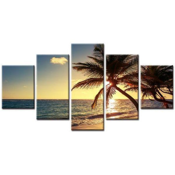 Sunrise And Coconut Trees Wall Art