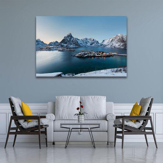 Sunrise At Reine Island Canvas Wall Art Living Room