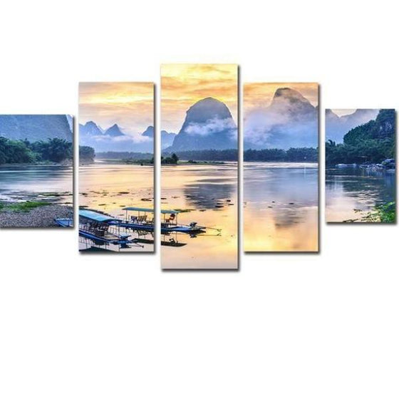 Boats In The Sea Canvas Wall Art
