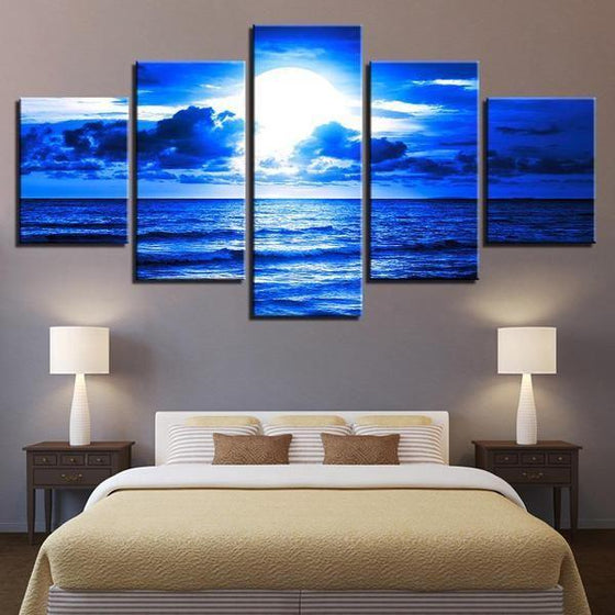 Blue Beach Side View Canvas Wall Art Bedroom