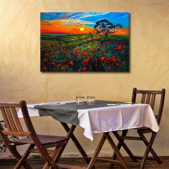 Sunrise Over Red Poppies Wall Art Print