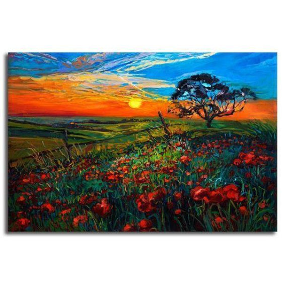 Sunrise Over Red Poppies Wall Art