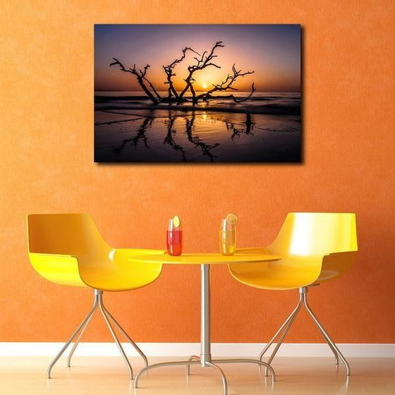 Sunrise With Tree Branches Wall Art Decor