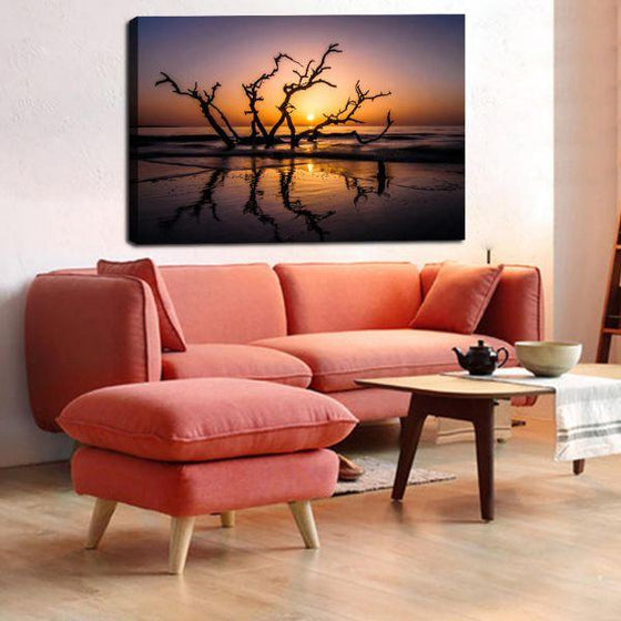 Sunrise With Tree Branches Wall Art Print