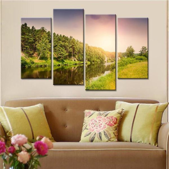 Calm Blue Sea & Sunset Canvas Wall Art Living Room Ideas