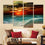 Sunset And Beach Waves Canvas Wall Art Print