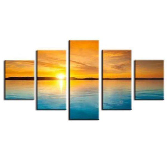 Sunset And Blue Sea Canvas Wall Art