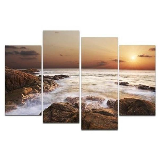 Sunset and Sea Rocks Canvas Wall Art