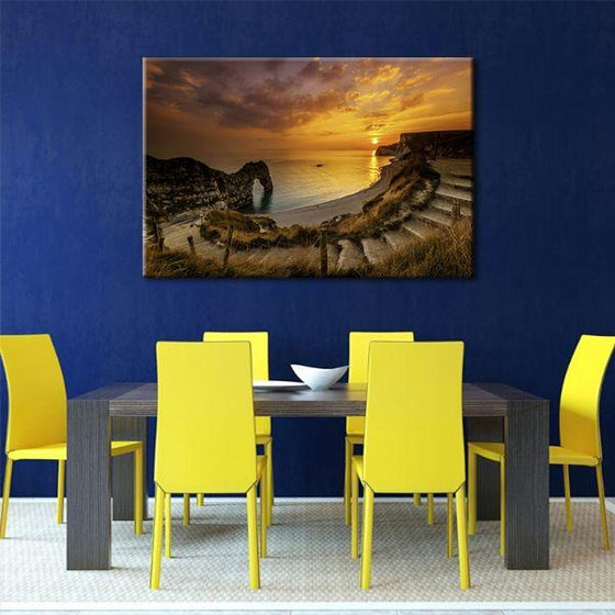 Sunset At Durdle Door Canvas Wall Art Dining Room