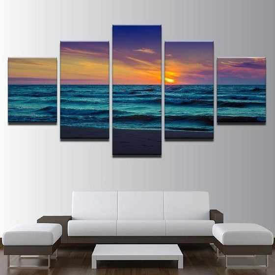 Alluring Beach Sunset Canvas Wall Art