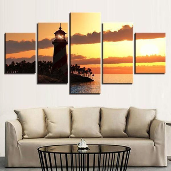 Sunset Lighthouse Canvas Office Wall Art