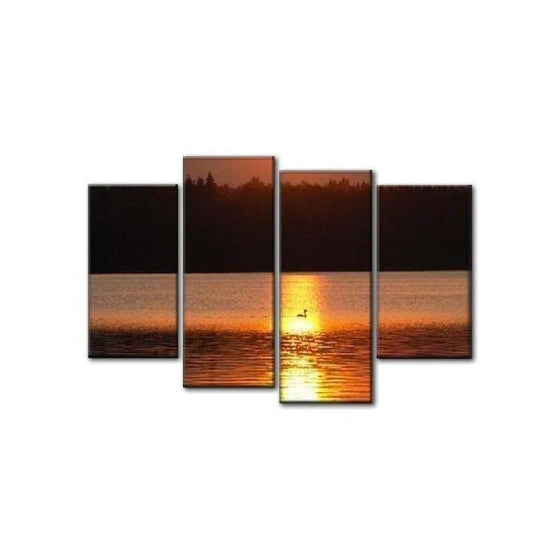 Sunset Sea Reflection Canvas Wall Art