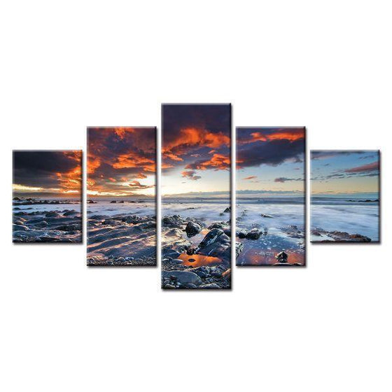 Sunset Sea Rocks Canvas Wall Art