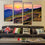 Flower Landscape Sunset Canvas Wall Art Living Room