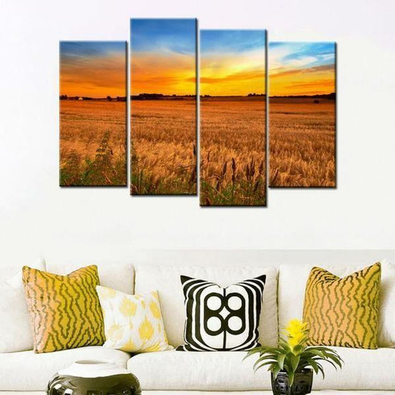 Rice Field Sunrise Canvas Wall Art For Living Room