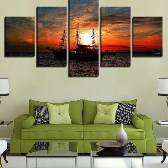 Sunset Wall Art Red Canvas