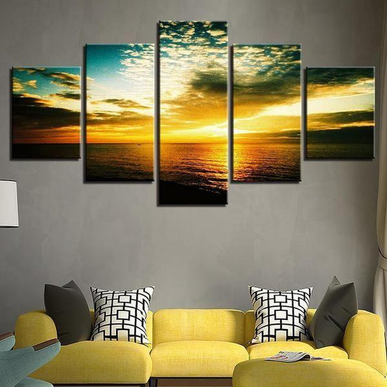Beautiful Beach Sunset Canvas Wall Art Living Room Decor