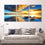 Canoes And Cloudy Sunset Canvas Wall Art Living Room