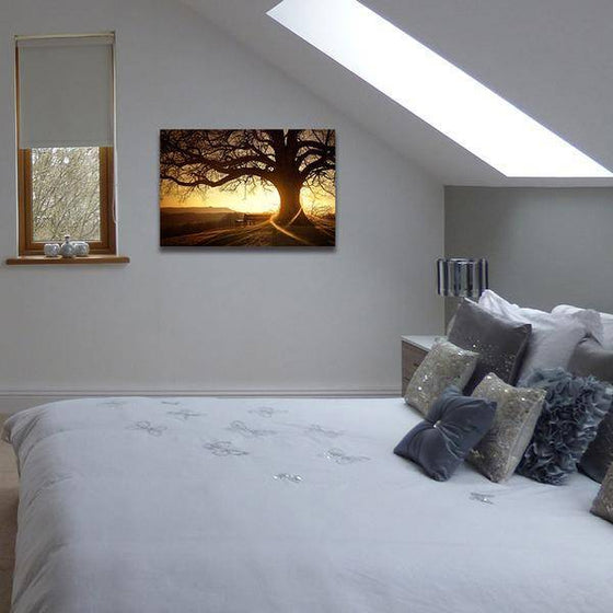 Sunset With Old Tree Wall Art Bedroom