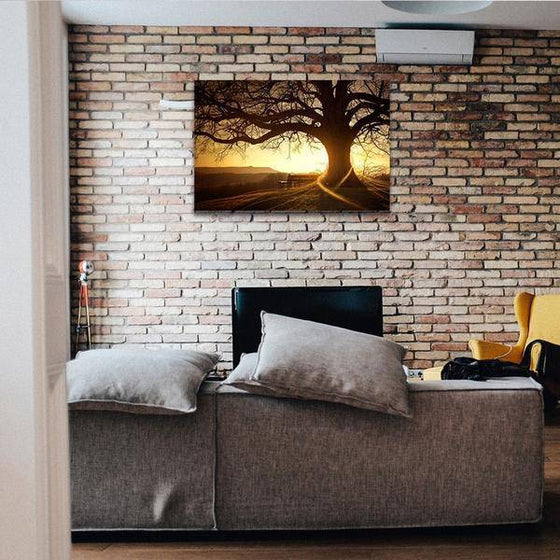 Sunset With Old Tree Wall Art Canvas