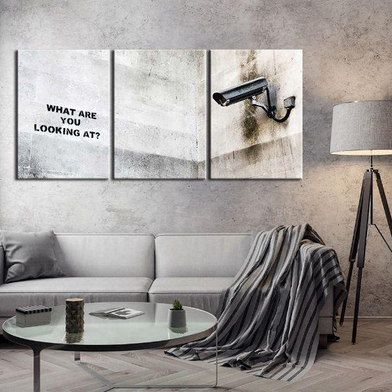 Surveillance By Banksy 3 Panels Canvas Wall Art Living Room
