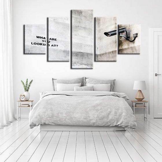 Surveillance By Banksy 5 Panels Canvas Wall Art Bedroom