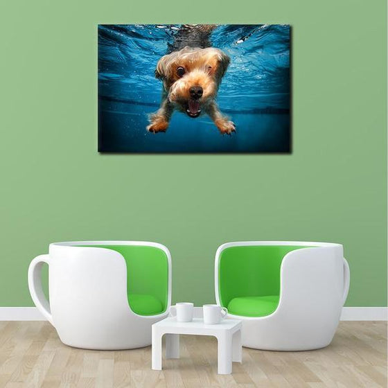 Swimming Adorable Dog Canvas Wall Art Decors