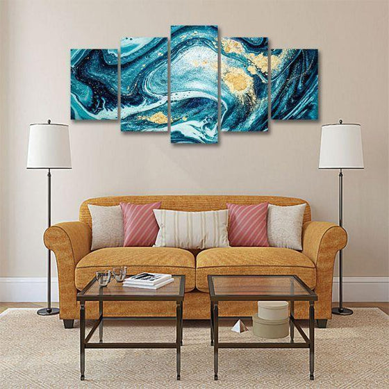 Swirls Abstract 5 Panels Canvas Wall Art Living Room