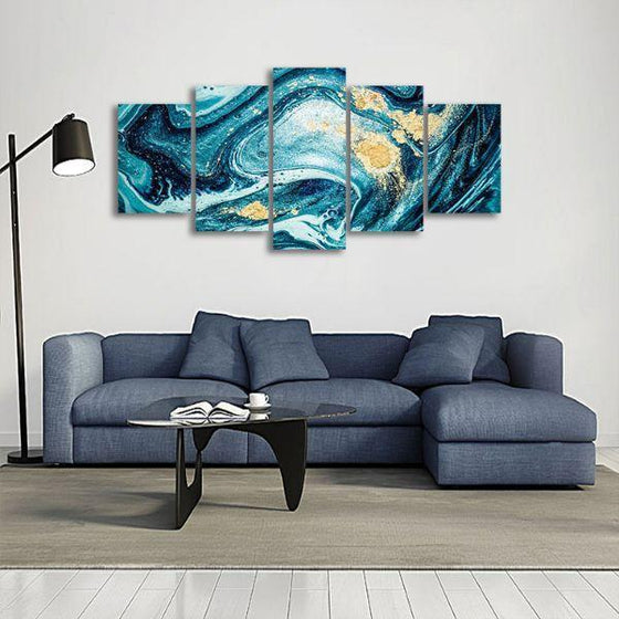 Swirls Abstract 5 Panels Canvas Wall Art Print