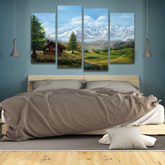 Swiss Mountain Alps 4 Panels Canvas Wall Art Bedroom