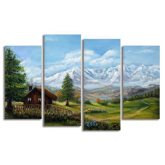 Swiss Mountain Alps 4 Panels Canvas Wall Art