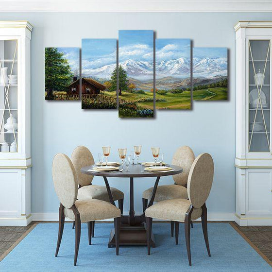 Swiss Mountain Alps 5 Panels Canvas Wall Art Kitchen